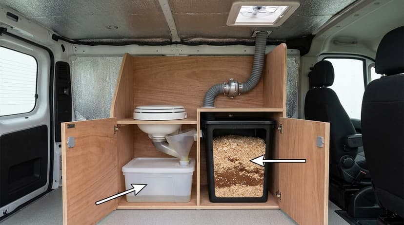 Toilettes sèches en van : gérer odeurs, litière et vidage